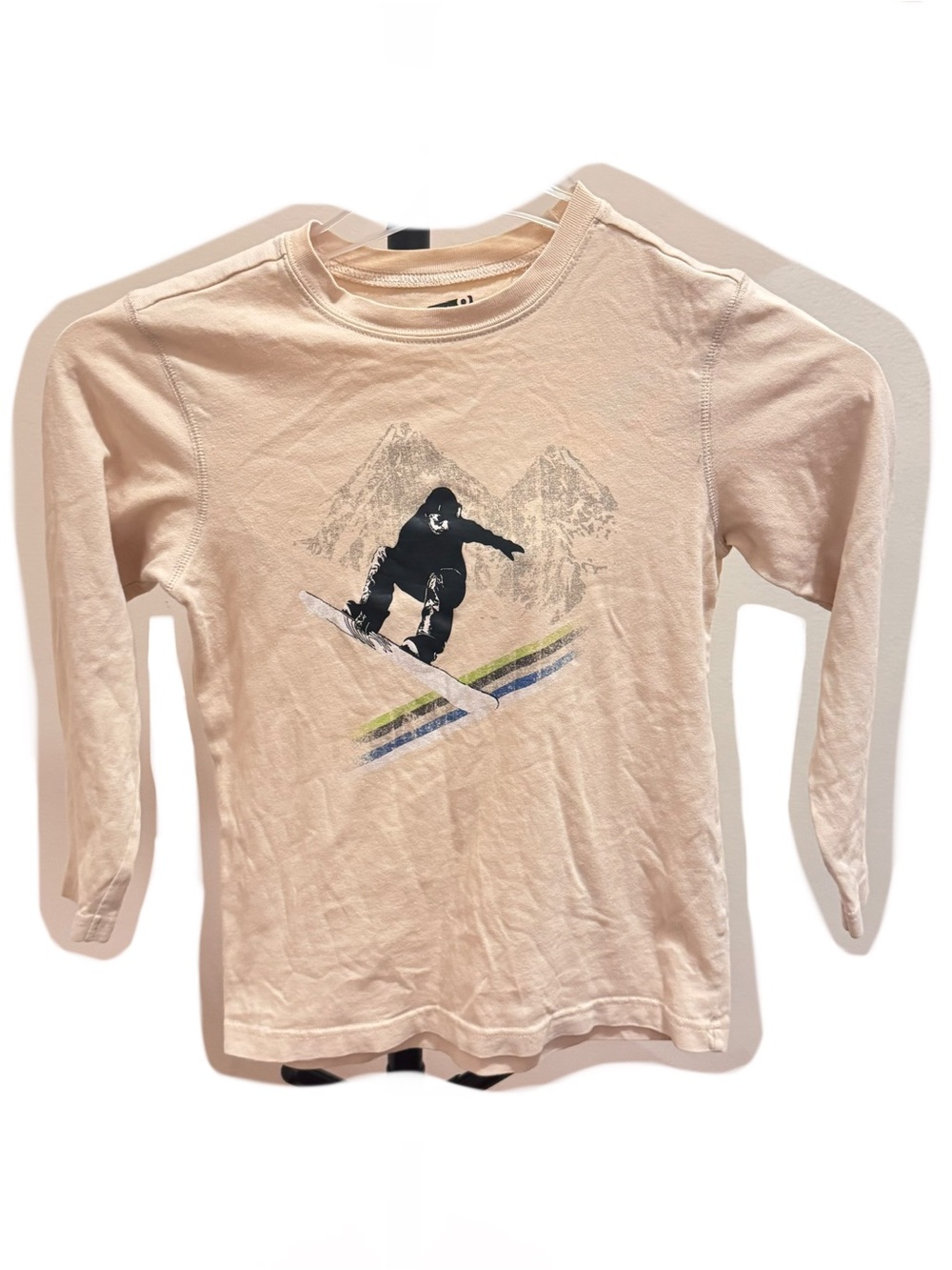 Kids Long Sleeve Beige Snowboard Tee